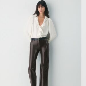 Aritzia Dark Brown Straight Leg Pants